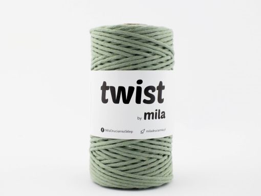 Bavlnená krútená šnúra twist 3mm farba šalvia